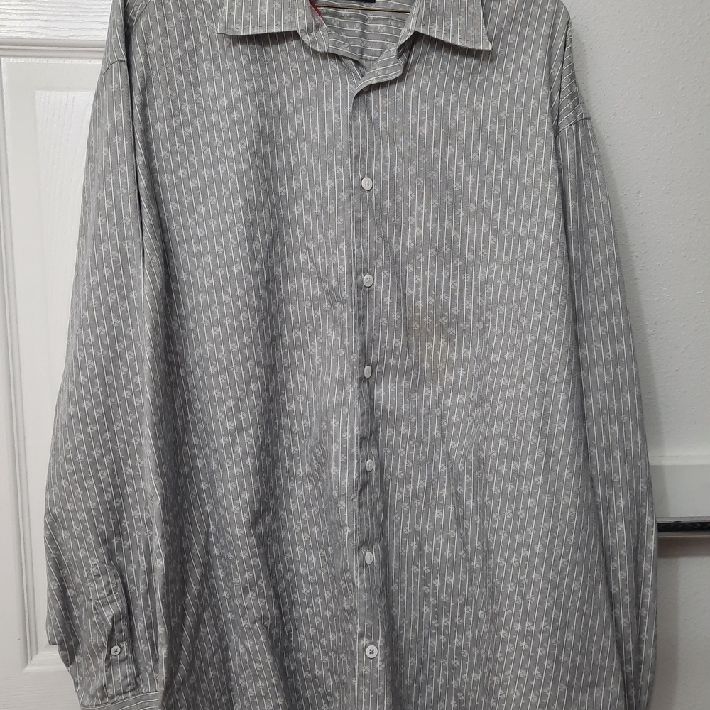 Bugatchi Men’s Gray Snowflake Pattern Button Down… - image 1